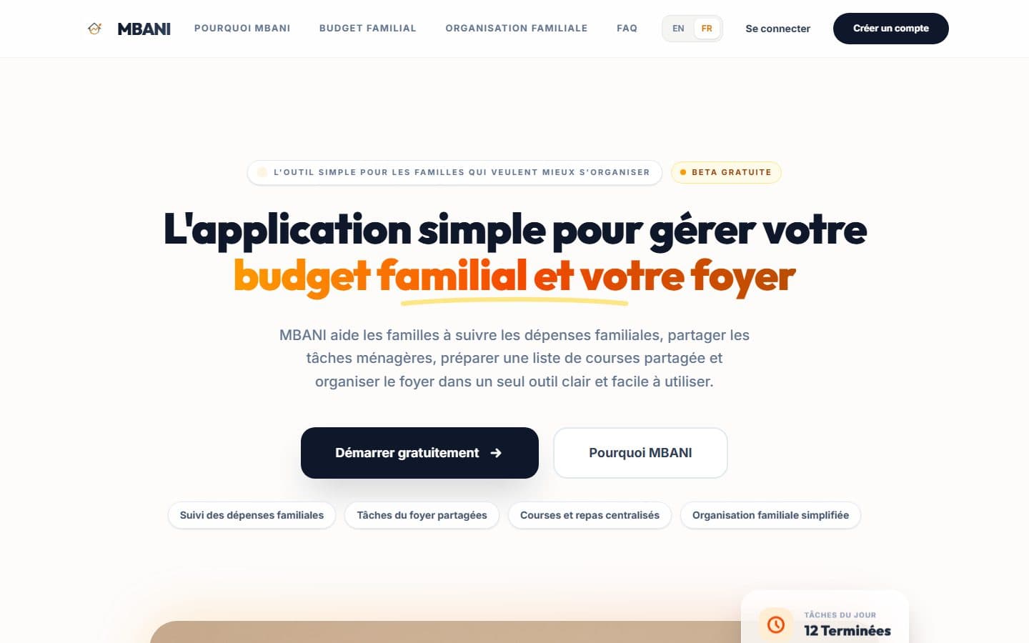 MBANI homepage for family budget and household organization